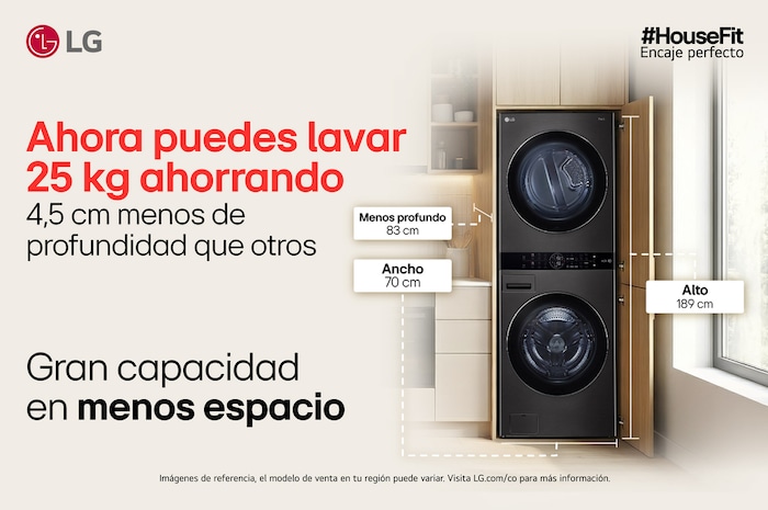 WashTower LG en espacio de lavado